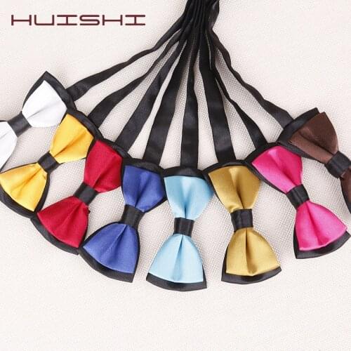 HUISHI Kid Gril Suit Neckwear Boy Bow Ties Wedding Classic Children Two Tone Bowtie Fashion Solid Color Adjustable Bow Tie