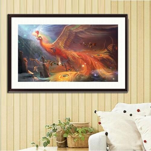 Arts Needlework,Beautiful Phoenix Animal 14CT Counted Cross stitch kits For Embroidery Canvas Patterns,DIY Handmade Decor