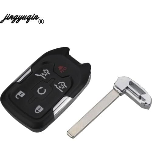 Jingyuqin 6 Button Uncut Blade Remote Fob Smart Key Shell Case Cover For GMC Car Styling Replacement Blank With Small key
