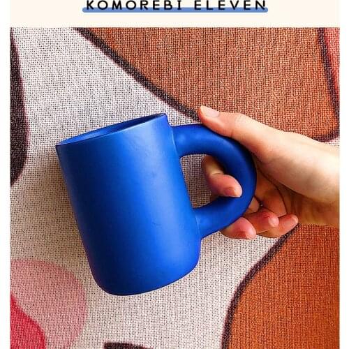 Nordic Style Klein Blue Cream Fat Handle Mug Custom Cute Creative Ceramic Coffee Cup Mugs Coffee Cups Cute Cup