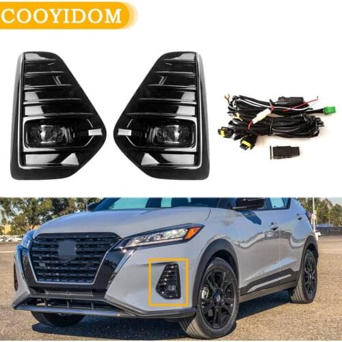 Set Headlight Driving Lamp Fog Lamp LED Fog Lights Fog Light Cover Grill Bezel Frame Wire Harness Switch For Nissan Kicks 2021