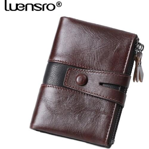 2021 Genuine Leather Men Women Wallet Purses Coin Purse Female Small Portomonee Unisex Card Holder Wallet Men Money Bag Women