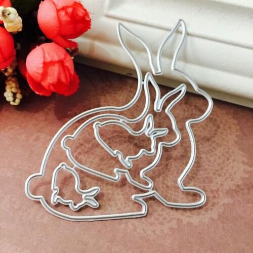 Lovely Rabbit Family Metal Cutting Dies Stencil DIY Scrapbooking Album Stamp Paper Card Embossing Crafts Decor