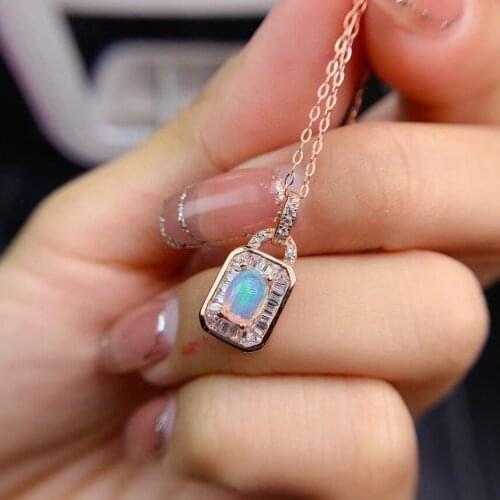 Fashion Pillow lock natural Multicolor opal gem Pendant natural gemstone pendant S925 silver woman girl party gift jewelry