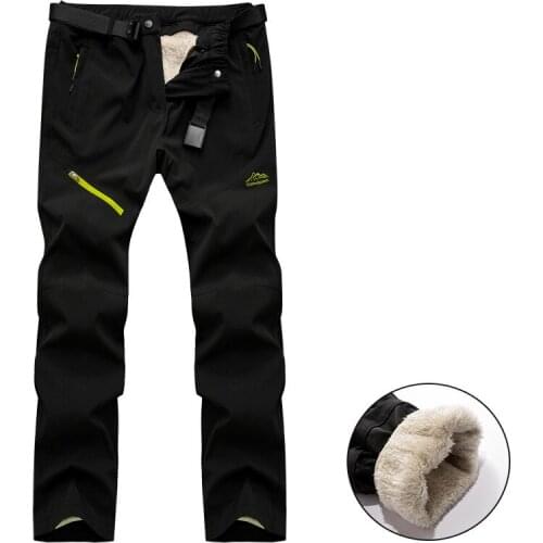Men Hiking Pants Wool Thickening Windproof Waterproof Climbing Pants New Outdoor Cycling Camping Tourism Winter Warm Pants