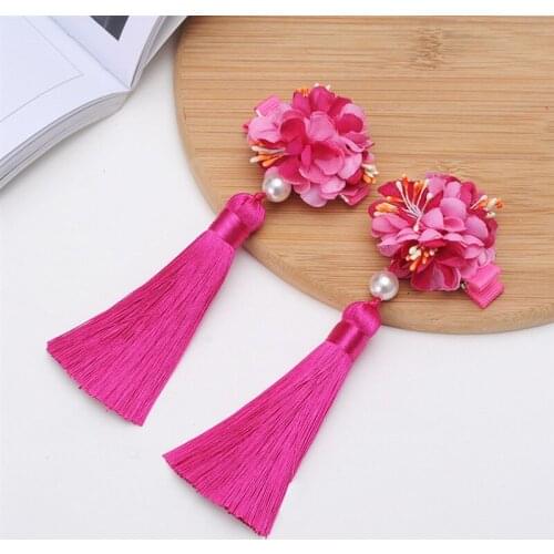 2021 New Multi Style Girls Hair Clips Chinese Traditional Princess Tassels Flower Hairpins Children Kids Girls Hair Accessories