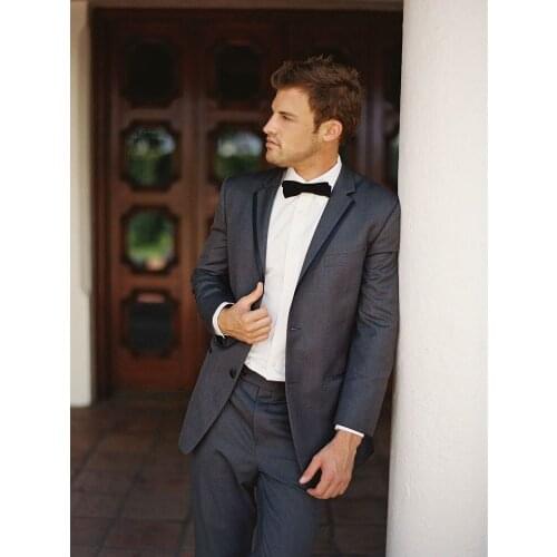 ANNIEBRITNEY Dark Grey 2 Piece Slim Men Formal Suit Tailor Made Groom Wedding Tuxedo 2 Piece Prom Wedding Business Men Suit Set