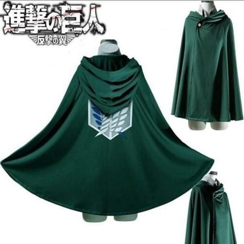 Attack On Titan Costume Green Cloak Japanese Anime Cosplay Shingeki No Kyojin Hoodie Mikasa Black Cape Scout Legion Necklace