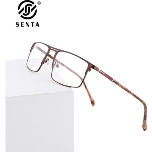 Senta 2021 Metal Eyeglasses For Male Solid Square Vintage Optical Prescription Myopia Hyperopia Glasses Frames Blue Brown Green