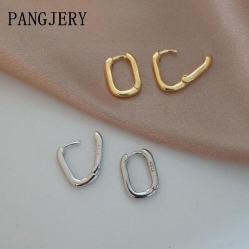 PANGJERY Prevent Allergy 925 Sterling Silver Hoop Earrings for Women New Fashion Simple Smooth Geometric Party Jewelry Gifts