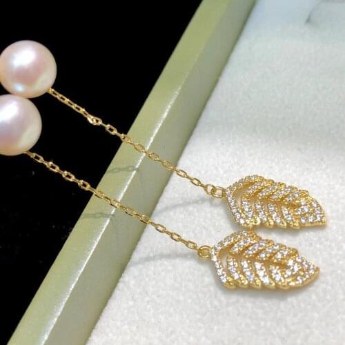 Charm Leaf 925 Sterling Silver Earrings Findings Settings Base Mountings Parts for Pearls Agate Crystal Stones Jade 5pairs/lot