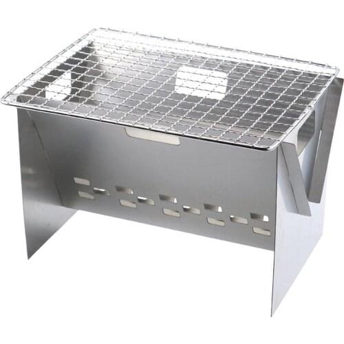 Portable Camping BBQ Grill Outdoor Lightweight Folding Stainless Steel Grill Stove Camping Trekking Hiking Cooking Supplies