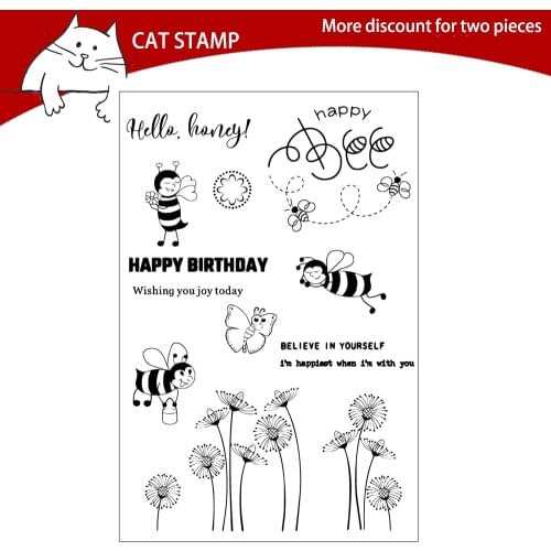 Bee Flower Butterfly Clear Stamps For Scrapbooking Card Making Photo Album Silicone Stamp DIY Decorative Crafts