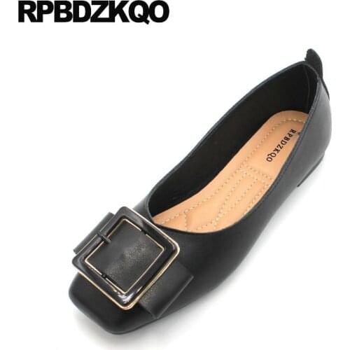 Work square toe china designer ballerina slip on metal fitness soft ballet flats women large size chinese shoes black ladies