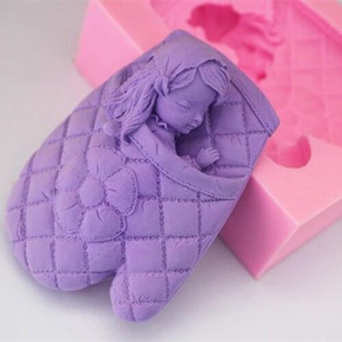 ReadStar 3D Silicone mould sleeping girl and glove handmade soap mold silicone mold,cake mold