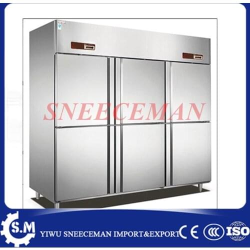 Six-door stainless steel kitchen freezer, console, freezer, kitchen refrigeration equipment