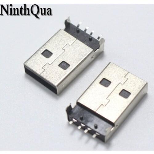 10pcs USB Type A Male Plug Connector SMD Pin Jack Plugs Black DIY Connectors