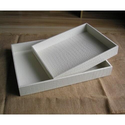 High Quality Wooden and PU leather Covered Storage Tray Household/ Hotel/ Restaurant Dish Tray Fruits Snacks Tray Home decora