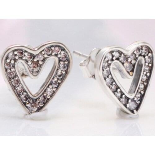 100% 925 Sterling Silver 20 Years Of Valentines Day Hand Painted Love Earrings For Women Authentic Original Jewelry Gift