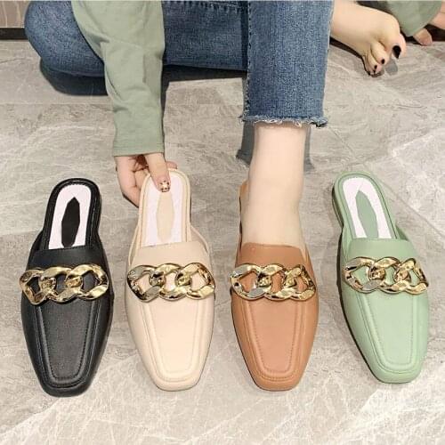 2021 Summer Women Outdoor Flat Shoes Chain Solid Non-Slip Concise Ladies Shoes Fashion Elegant Comfortable Female Footwear