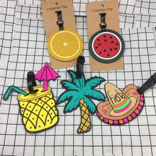 1pcs Fruits Travel Accessories Creative Luggage Tag Silica Gel Suitcase ID Addres Holder Baggage Boarding Tags Portable Label