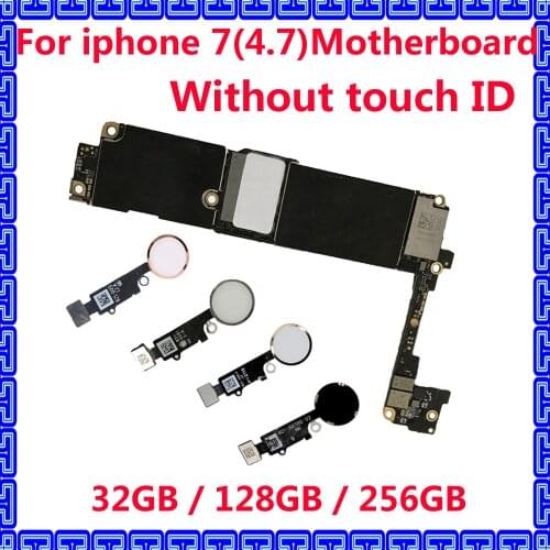 100% Good Working unlocked Motherboard for iphone 7 32GB 128GB 256GB Original IOS system mainboard with / NO touch ID+Chips