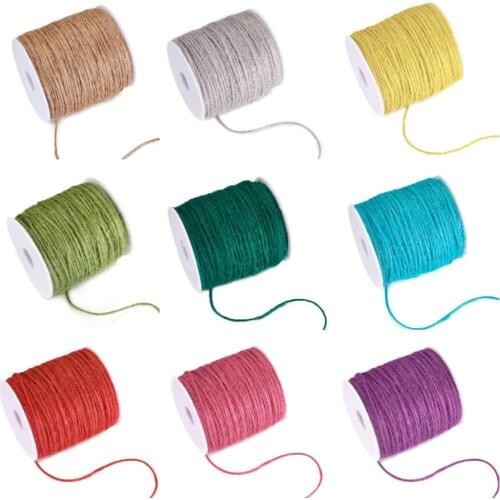 100m/roll 2mm Colored Hemp Cord String 3-Ply Hemp Twine Rope for Jewelry Making Gift Packing Strings Christmas Party Supplies
