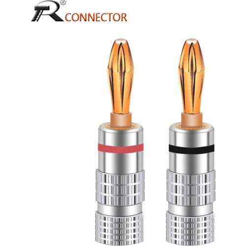 2pcs/1pair New 4mm Plugs Gold Plated Musical Speaker Cable Wire Pin Banana Plug Connectors