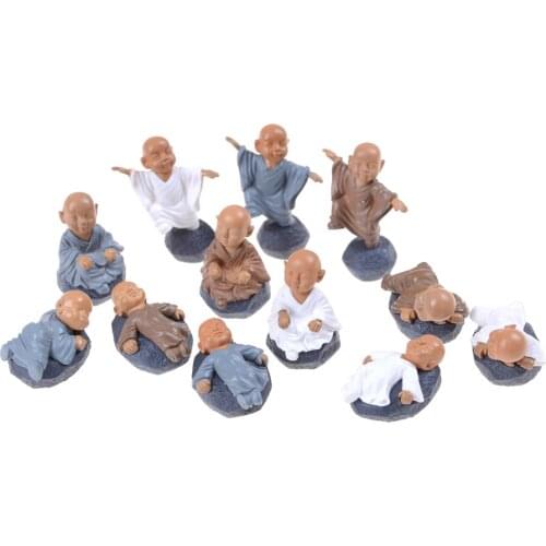 4PCS/Set Chinese Feng Shui Wealth Monks Miniature Bonsai Garden Furniture Resin Craft Figurine Fairy Home Decoration Accessories
