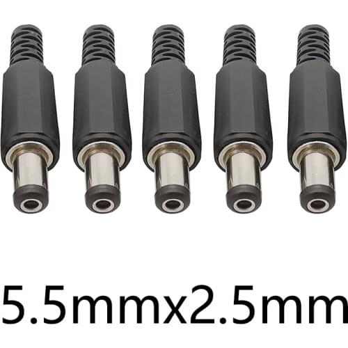 5/10Pcs 5.5 x 2.5mm DC Power Male Plug Connector 5.5*2.5mm DC Connectors Charge Plug Electric Wire Adapter 30V 1A Length 9mm