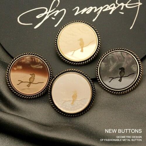 6pcs 18mm 22mm 25mm Bird Decor Metal Pearl Gold Baby Black Jeans Buttons for Clothing Craft Needlework Sewing Cheap High Quality