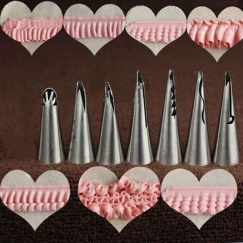 7pcs/set Wedding Russian Nozzles Pastry Puff Skirt Icing Piping Nozzles Pastry Decorating Tips Cake Cupcake Decorator Tool