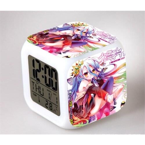 Anime No Game No Life Alarm Clocks Shiro Digital Clocks Despertador Action Figure Kids Toys Doll Gift