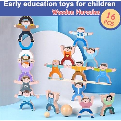 Hercules Balance Building Blocks Wooden Blocks Kids Educational Toys DIY Wooden Stacking Jade Wooden Wood 2 - 4 Years old
