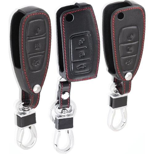 High-quality leather car remote control key leather cover for Ford Focus 2 Focus3 sedan hatchback car key case auto parts