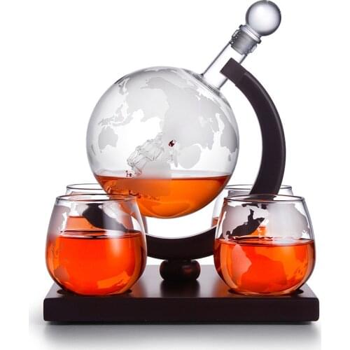 Creative Sailing Bottle Glasss Cup Set 850 ml Crystal Glass Wine Decanter Whiskey 4pcs Glasses Cups Wine Drinking Cups Bar Home