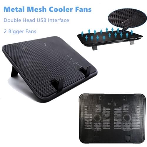 14 Inch Laptop Cooling Fans Notebook Cooler Pads USB External Laptop Cooling Pad Slim Stand High Speed Silent Metal Panel Fans