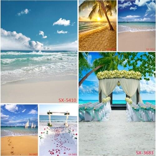 Summer Tropical Sea Beach Palms Tree Photography Background Child Portrait Photo Backdrops Photo Studio Props 2157 YXFL-02