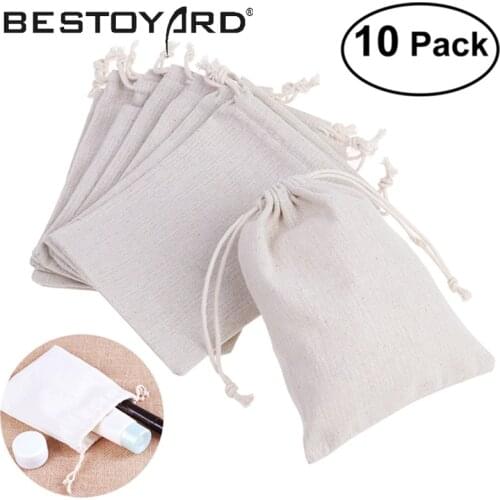 10PCS Linen Jute Drawstring Gift Bags Sacks Party Favors 8 * 10cm Packaging Bag Wedding Candy Gift Bags party Supplies