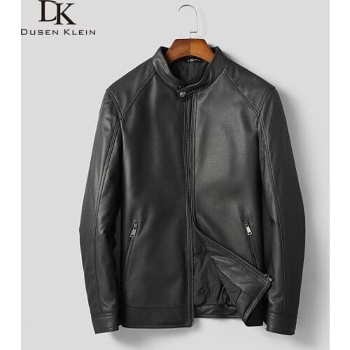 Men Genuine Leather Jackets Leather Down Coats Winter Warm Short Coat Sheepskin+Duck Down 5XL 1960