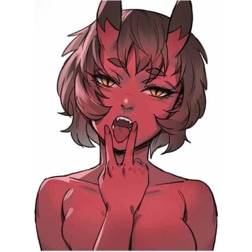 Fashion for Devil Girl Ahegao Face Car Stickers Trunk Laptop Decal Motorcycle RV Occlusion Scratch Car Styling 13cm X 9.7cm