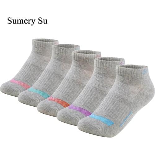 Running Socks Women Casual Daily Ankle Outdoor Cotton Colorful Stripes Compression Grey Short Sock Girls Lady 5 Colors 1 Pairs