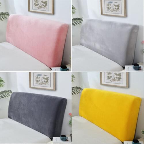 Solid Color Plush Thicken Elastic All-inclusive Bed Head Cover Bed Head Back Protection Dust Cover Headboard Cover