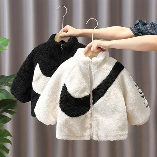 Boys' Plush heavy coat autumn and winter clothes foreign air jacket cotton padded clothes childrens winter clothes lamb fluffy