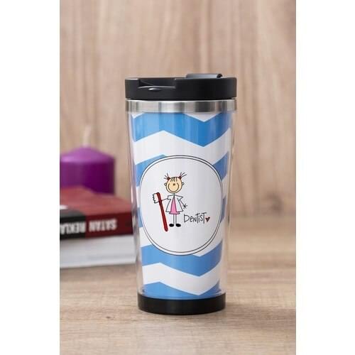 Gift Shop Women 'S Caricature Of Dentist Blue Thermos Cup