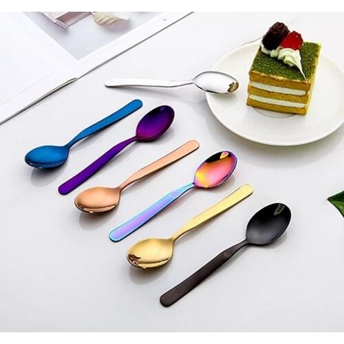 Rainbow Stainless Steel Coffee Spoon Simple Mirror Stirring Ice Spoon coffee set