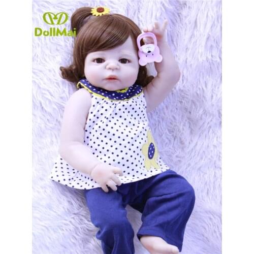 Realistic reborn dolls 57cm full silicone reborn baby girl dolls toys for child gift boneca reborn silicone completa