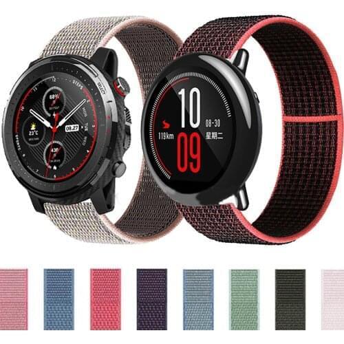 22MM Nylon Loop Straps For Xiaomi Amazfit Pace Stratos 3 2/2S Smart Watch Band Bracelet Woven Wristband For Amazfit GTR 47MM 2E