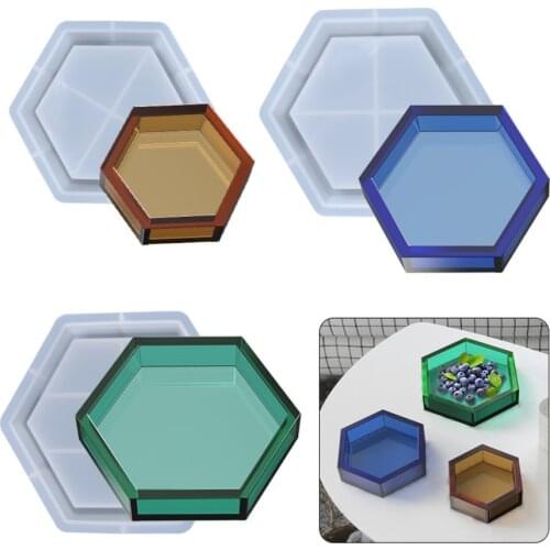 DIY Hexagon Storage Resin Mold Epoxy Resin Molds Jewelry Molds Silicone Handcraft Jewelry Dectoration Storage Box