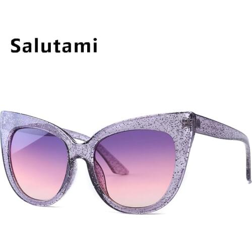 Oversize Cat Eye Sunglasses For Women 2019 New Fashion Crystal Frame Pink Sun Glasses Ladies Vintage Pink Purple Big Shades